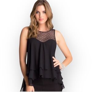 Bebe new hi low flowy top with embellishments XS 0